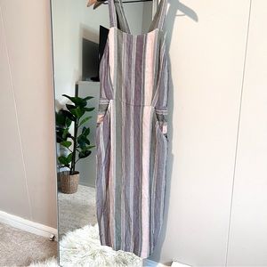 RVCA Striped Overall Midi Dress